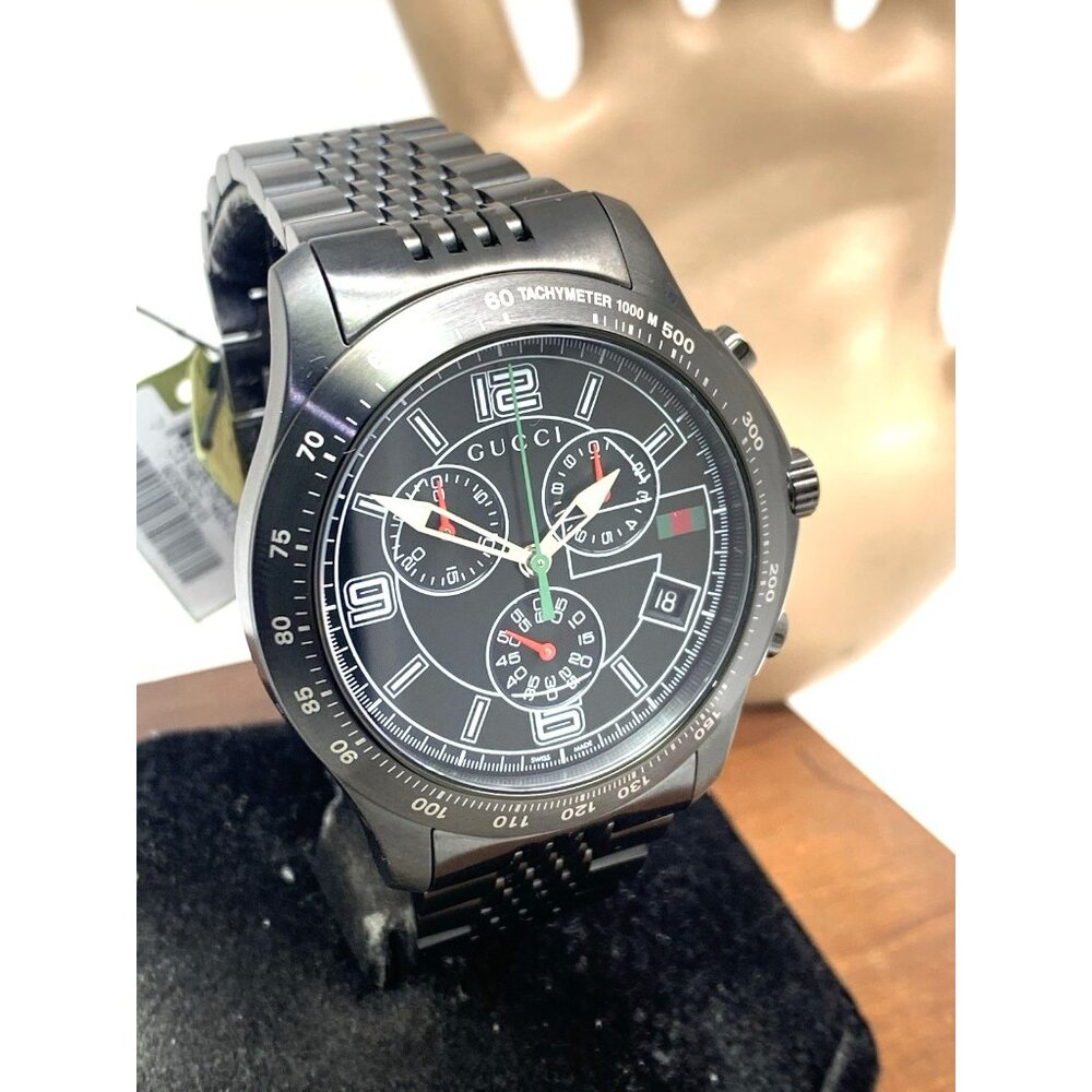 Gucci Men's Watch YA126217 G-Timeless Swiss Quartz Chronograph Black Steel 46mm - Picture 14 of 15